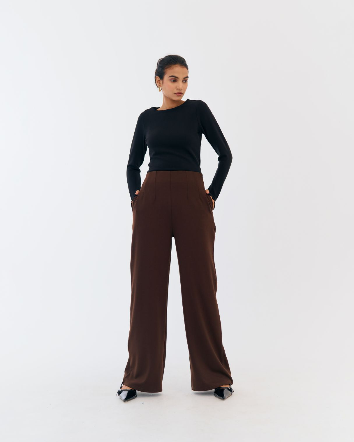 Flex Flared Trousers Brown