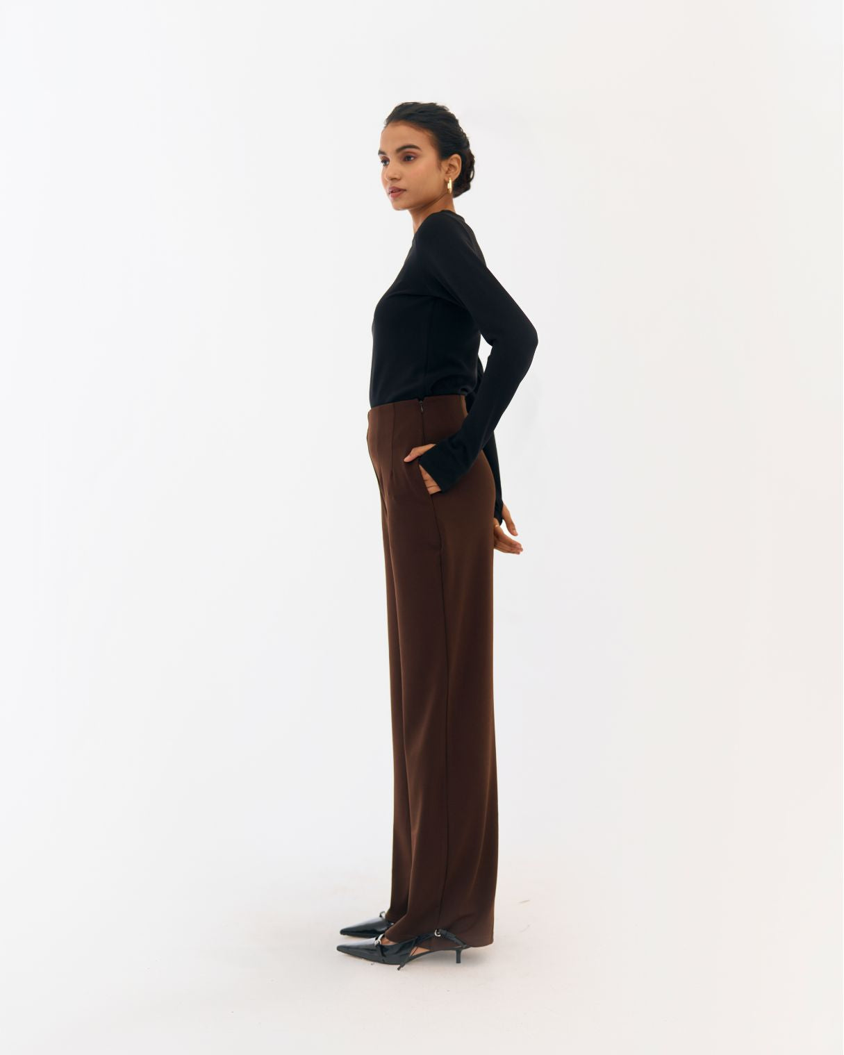 Flex Flared Trousers Brown