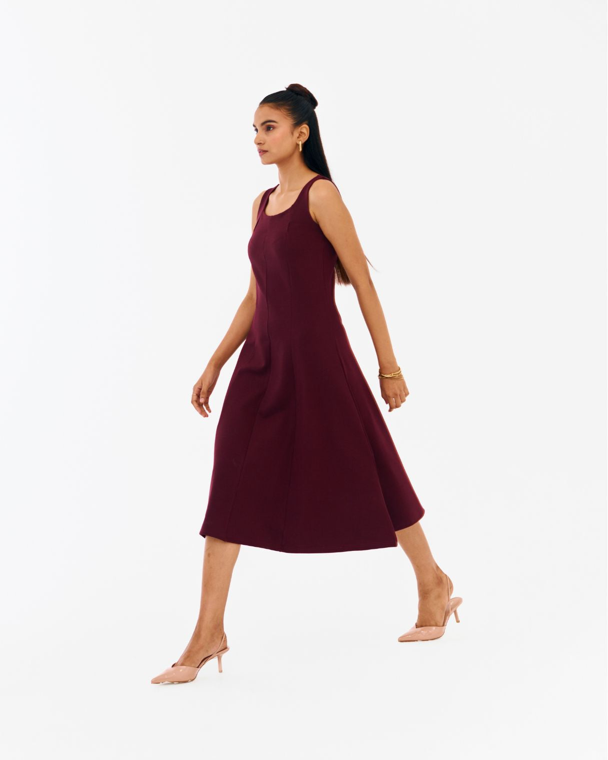 Holly Wine Fit and flare dress