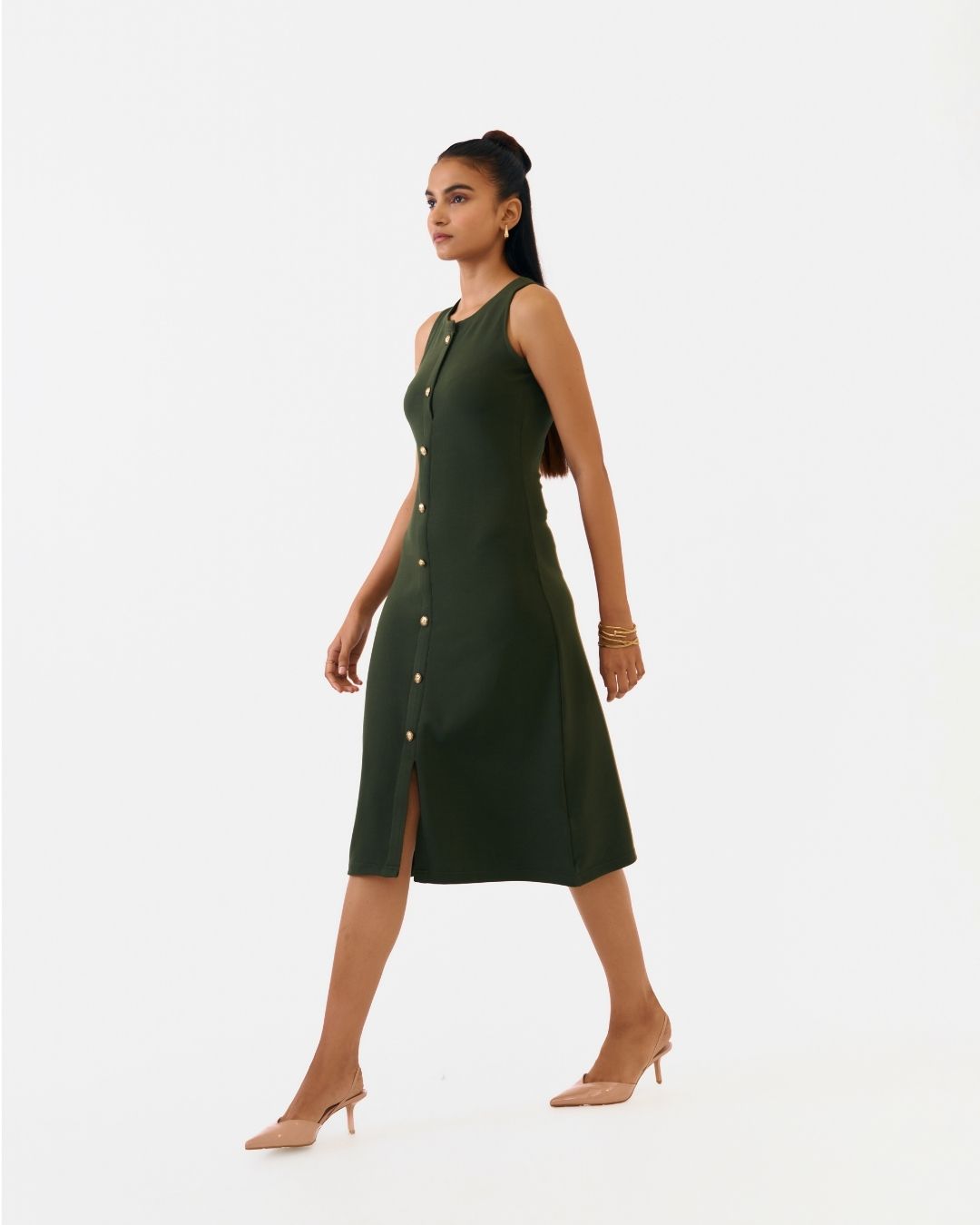 Macy Olive A-line Dress