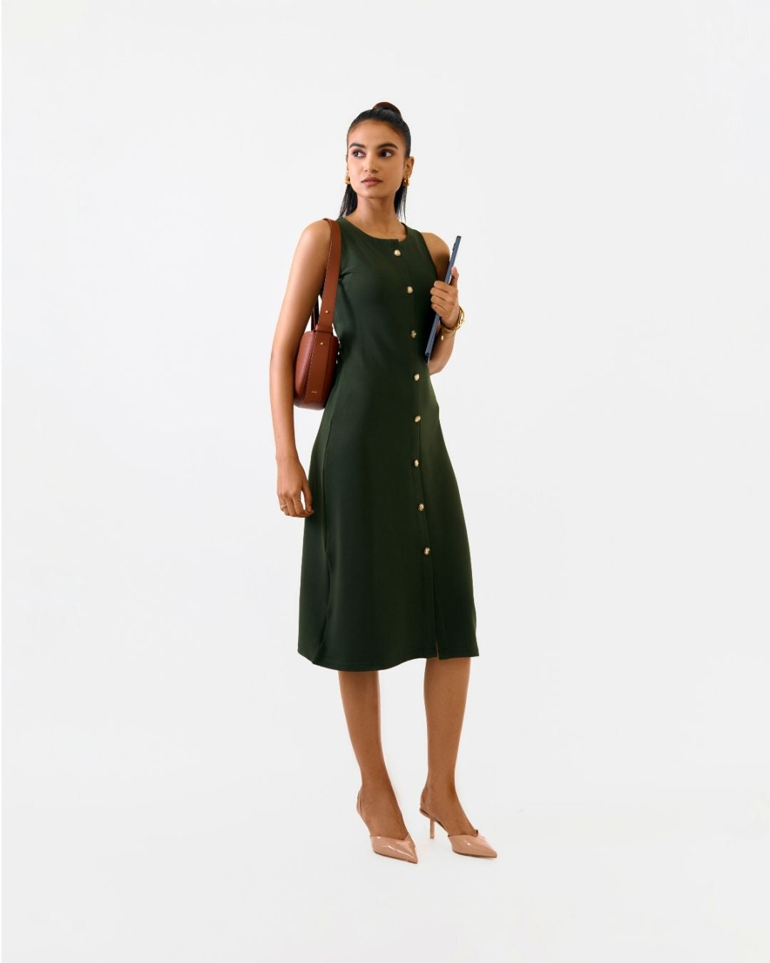 Macy Olive A-line Dress