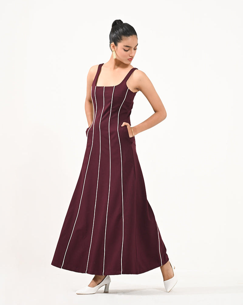 Anna Wine A-Line Dress