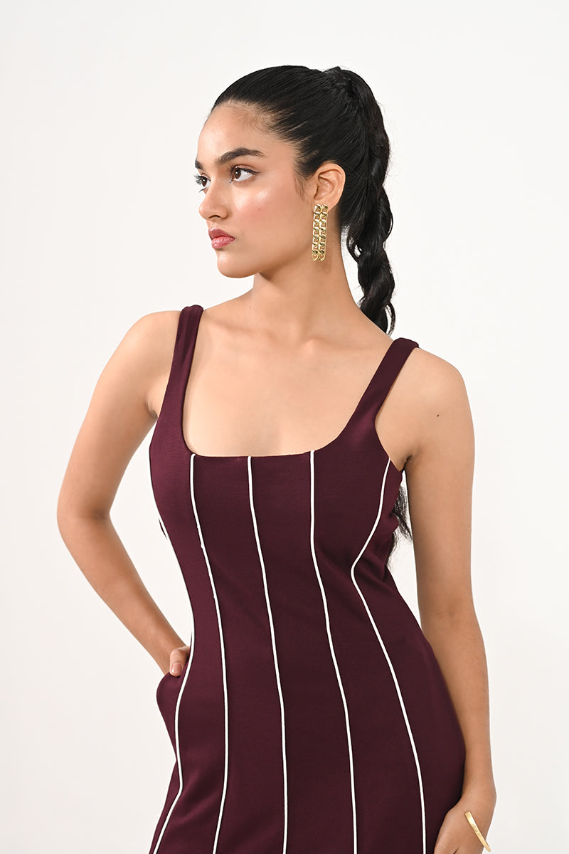 Anna Wine A-Line Dress