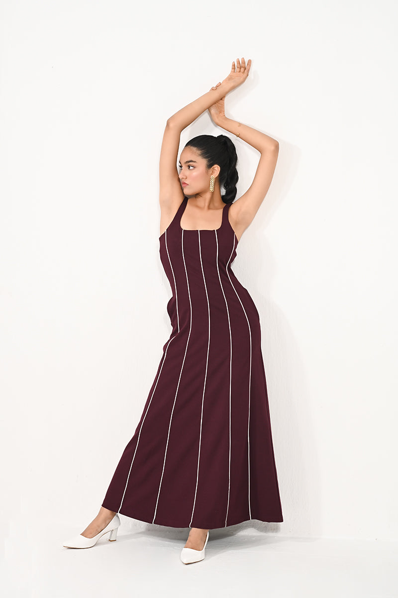 Anna Wine A-Line Dress
