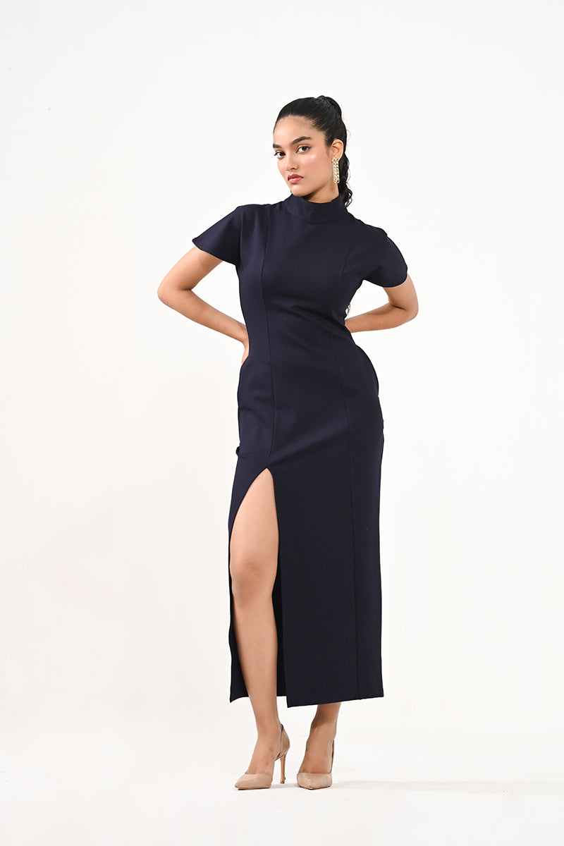 Roma Blue Slit Dress
