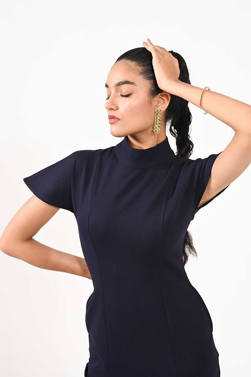 Roma Blue Slit Dress