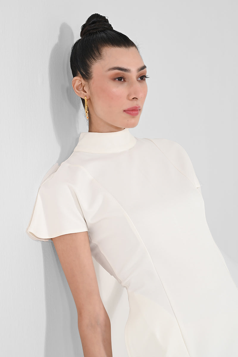 Roma White Slit Dress