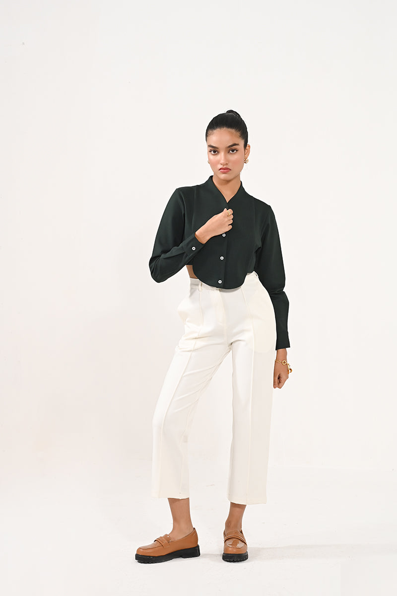 Tuxedo crop shirt