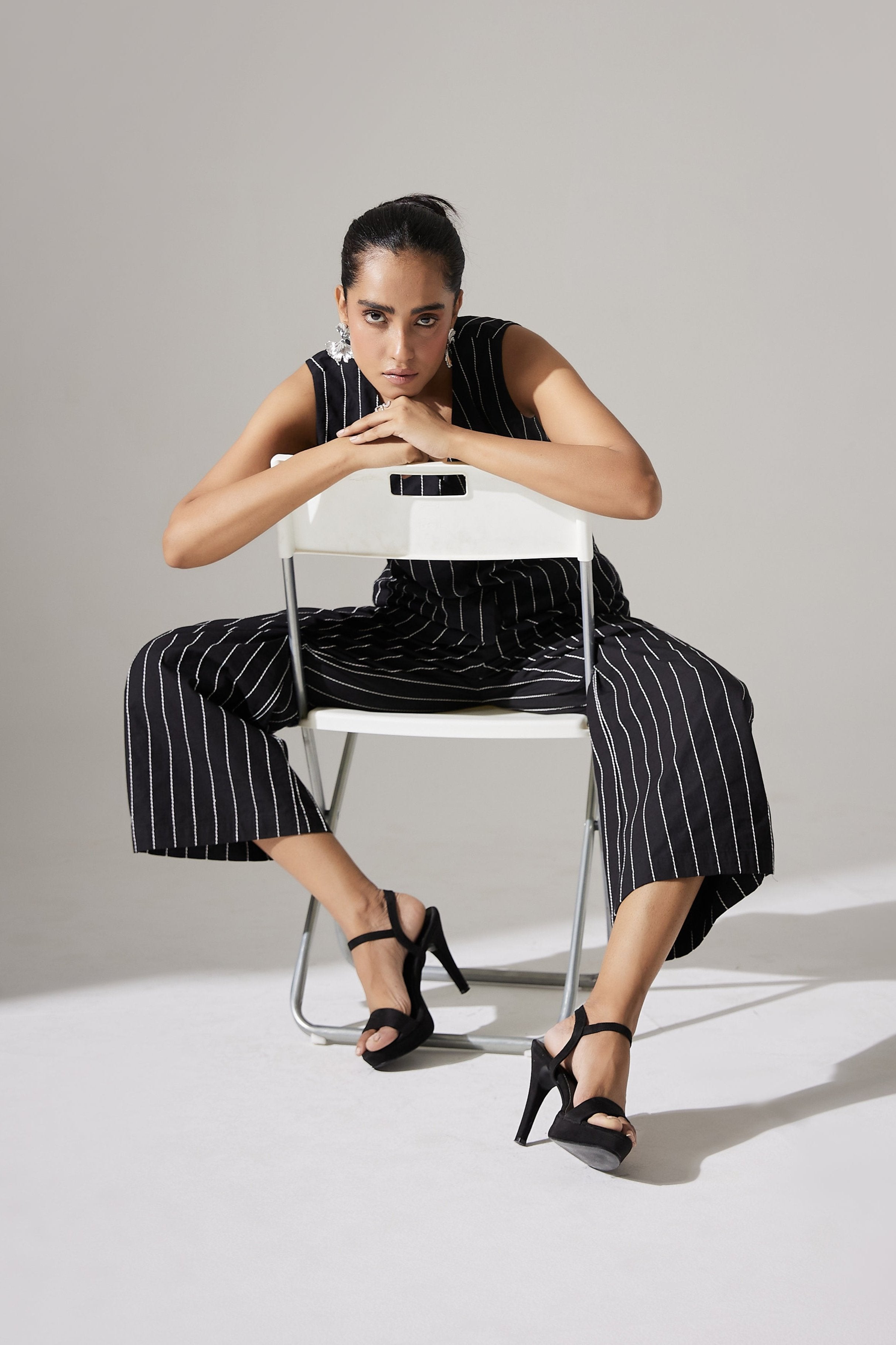 Black Striped Tailored Pants