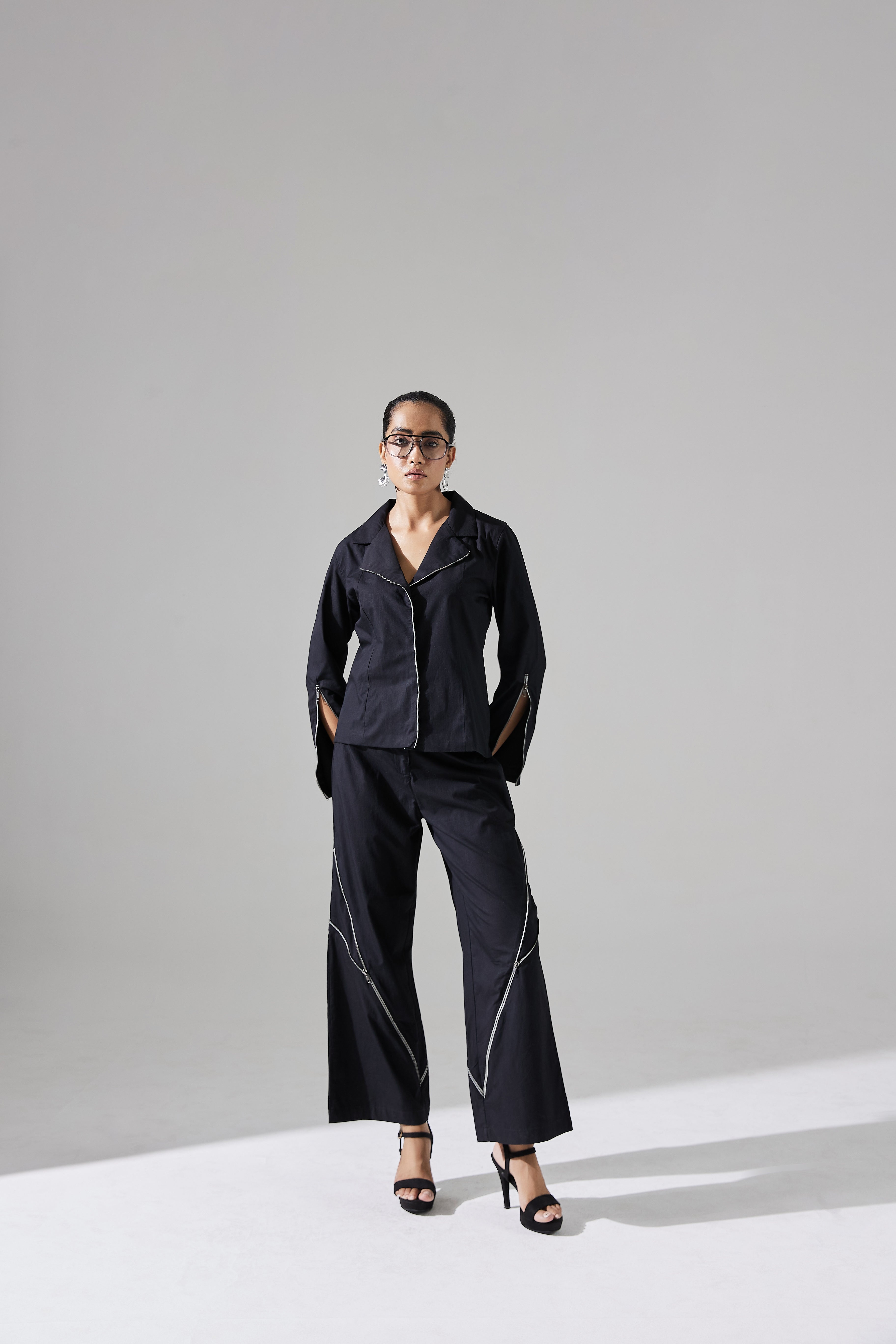 Zipper Design Straight Leg Pants