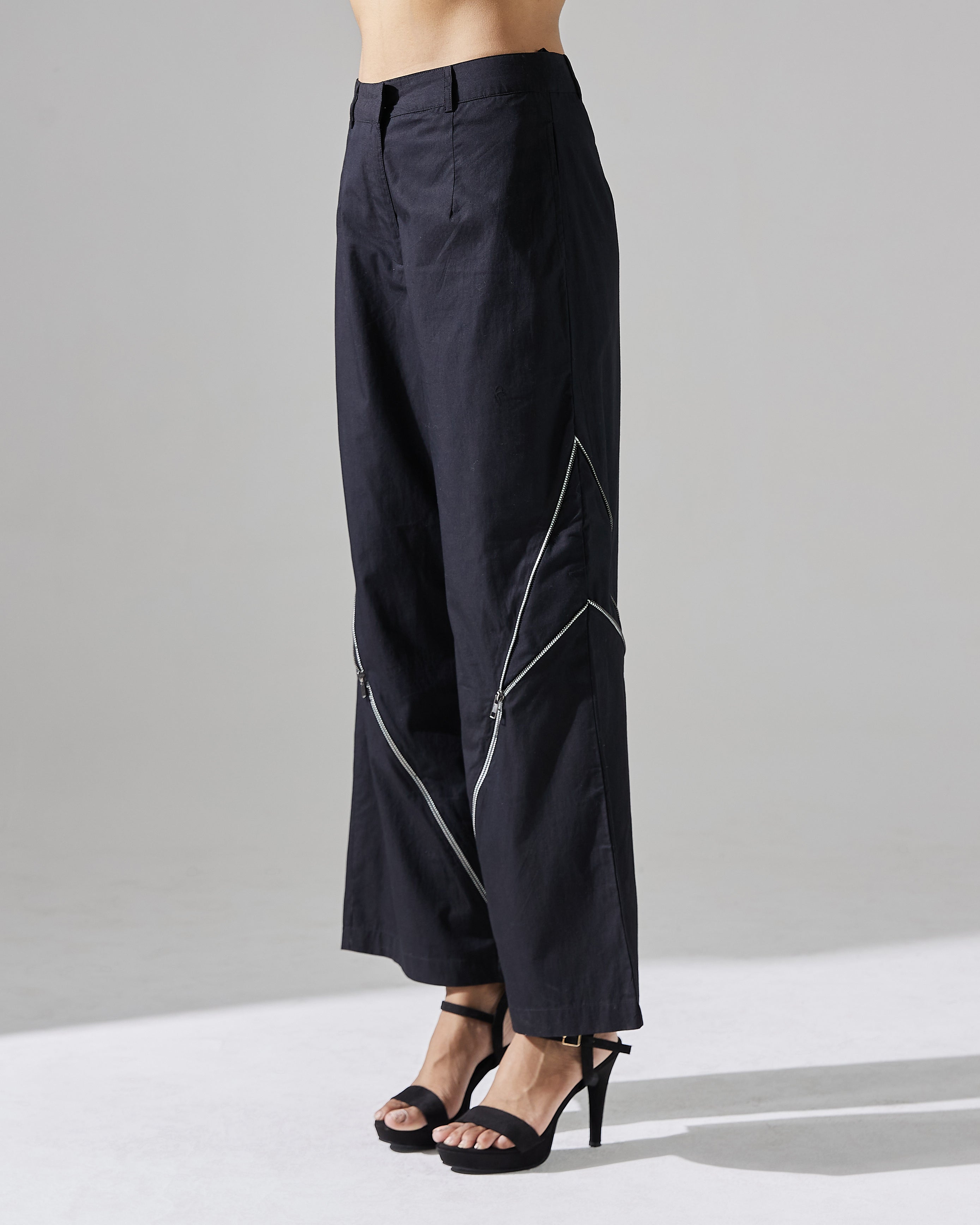 Zipper Design Straight Leg Pants