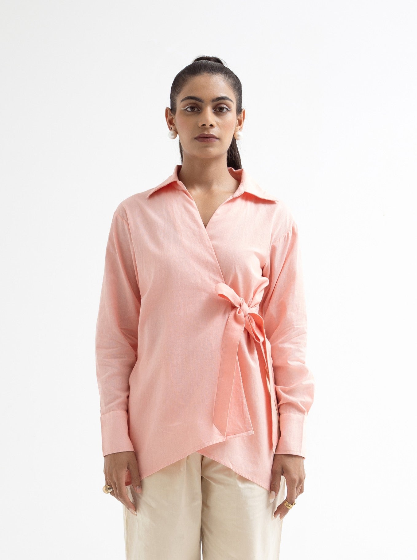 Blush Pink Wrap Shirt