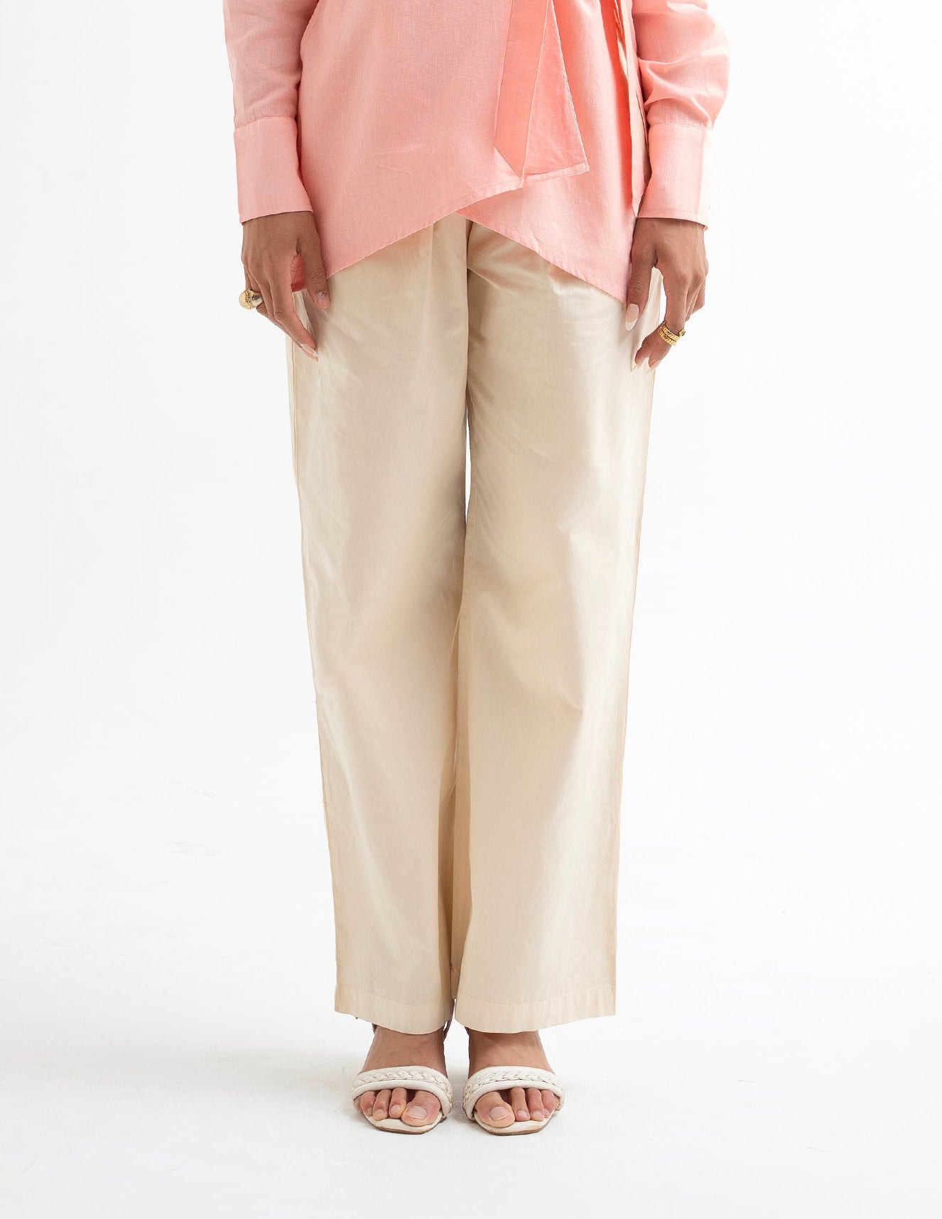 Beige Straight Leg Pants