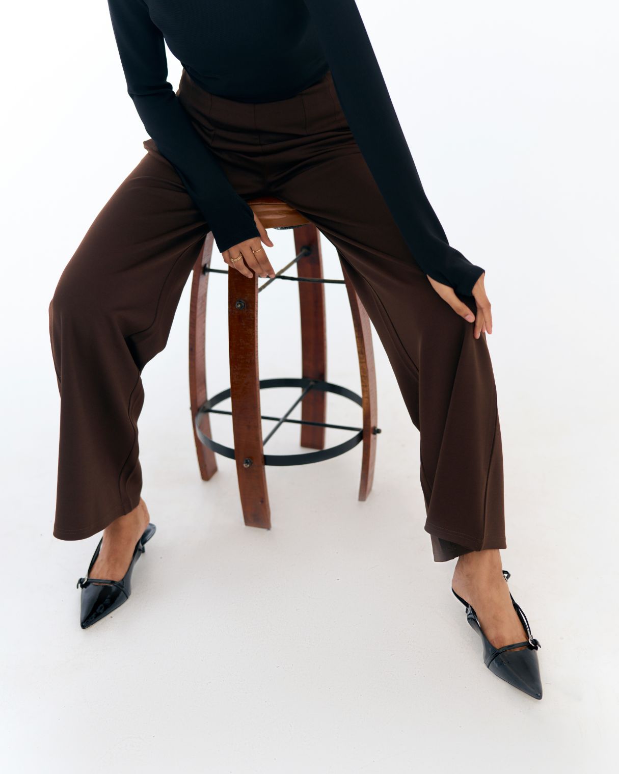 Flex Flared Trousers Brown