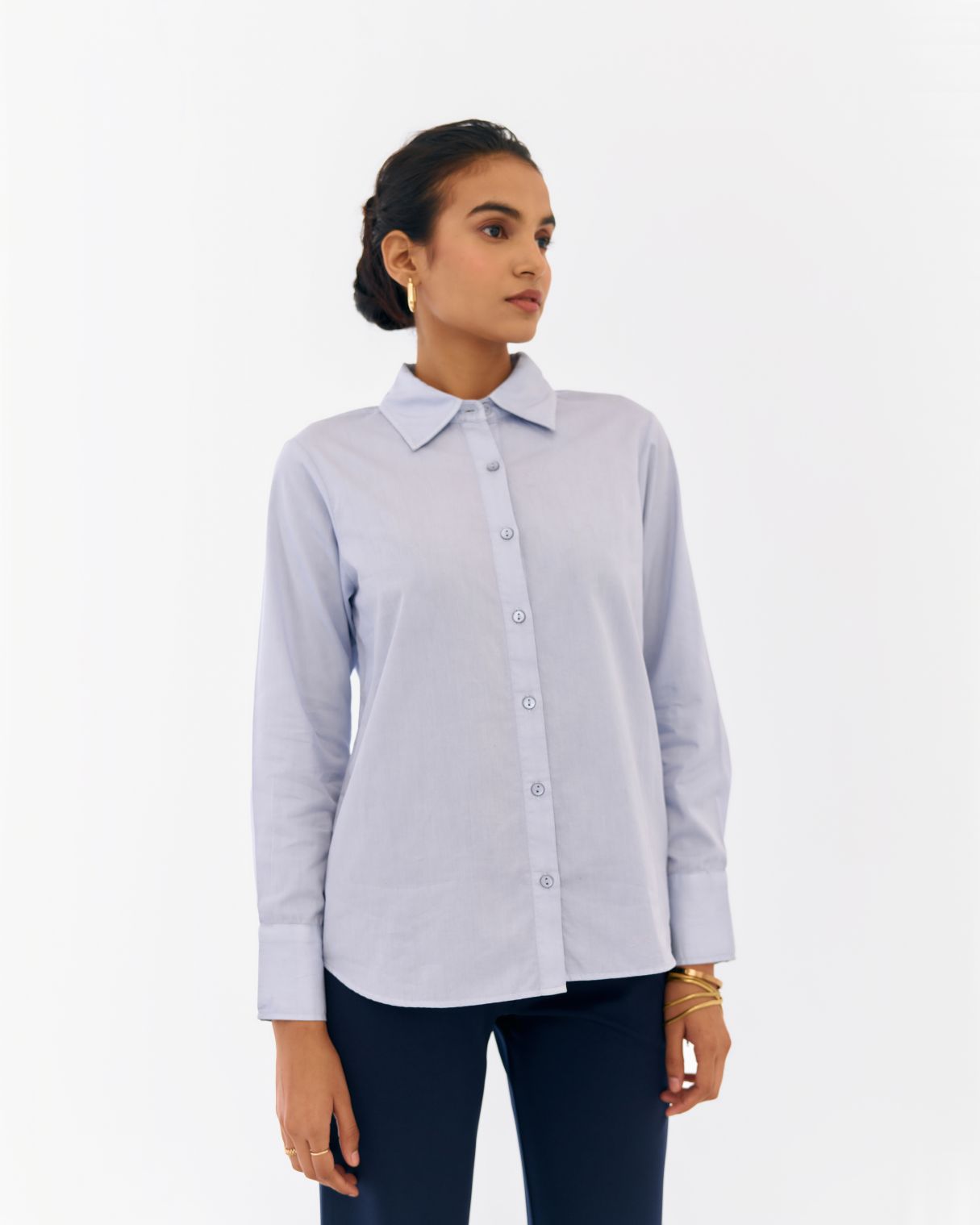 Astral Sky Blue Cotton Relaxed Shirt