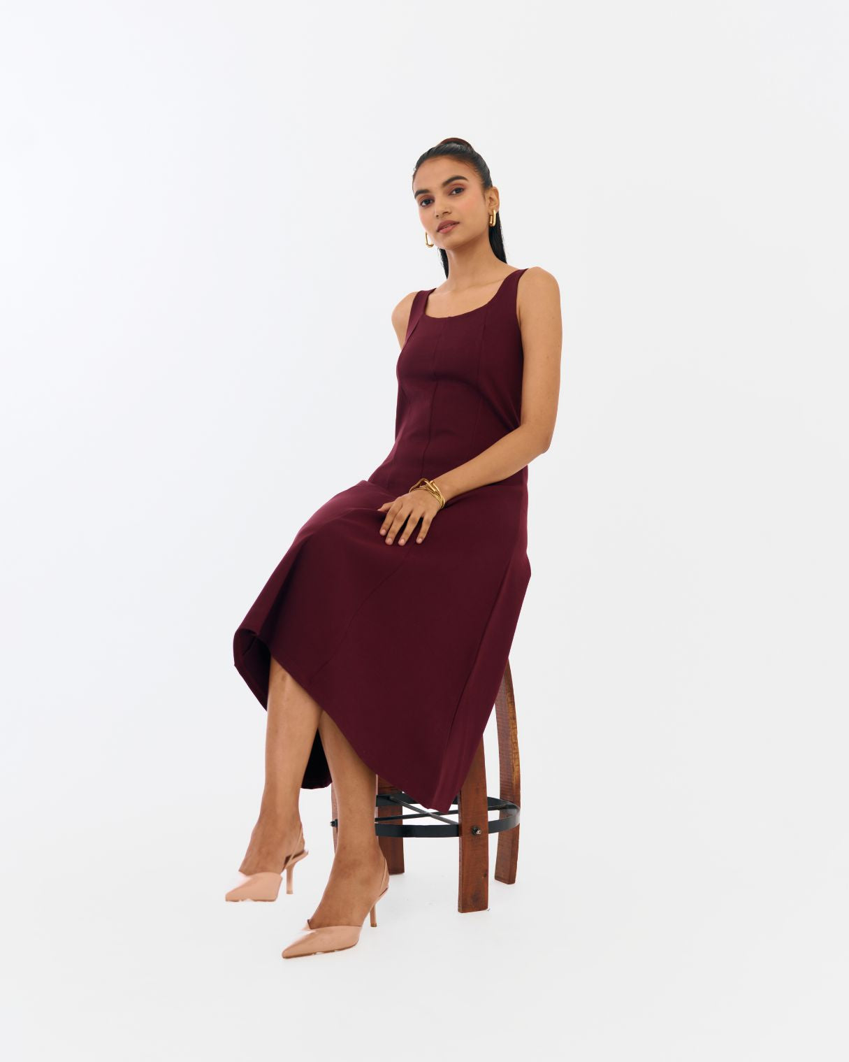 Holly Wine Fit and flare dress