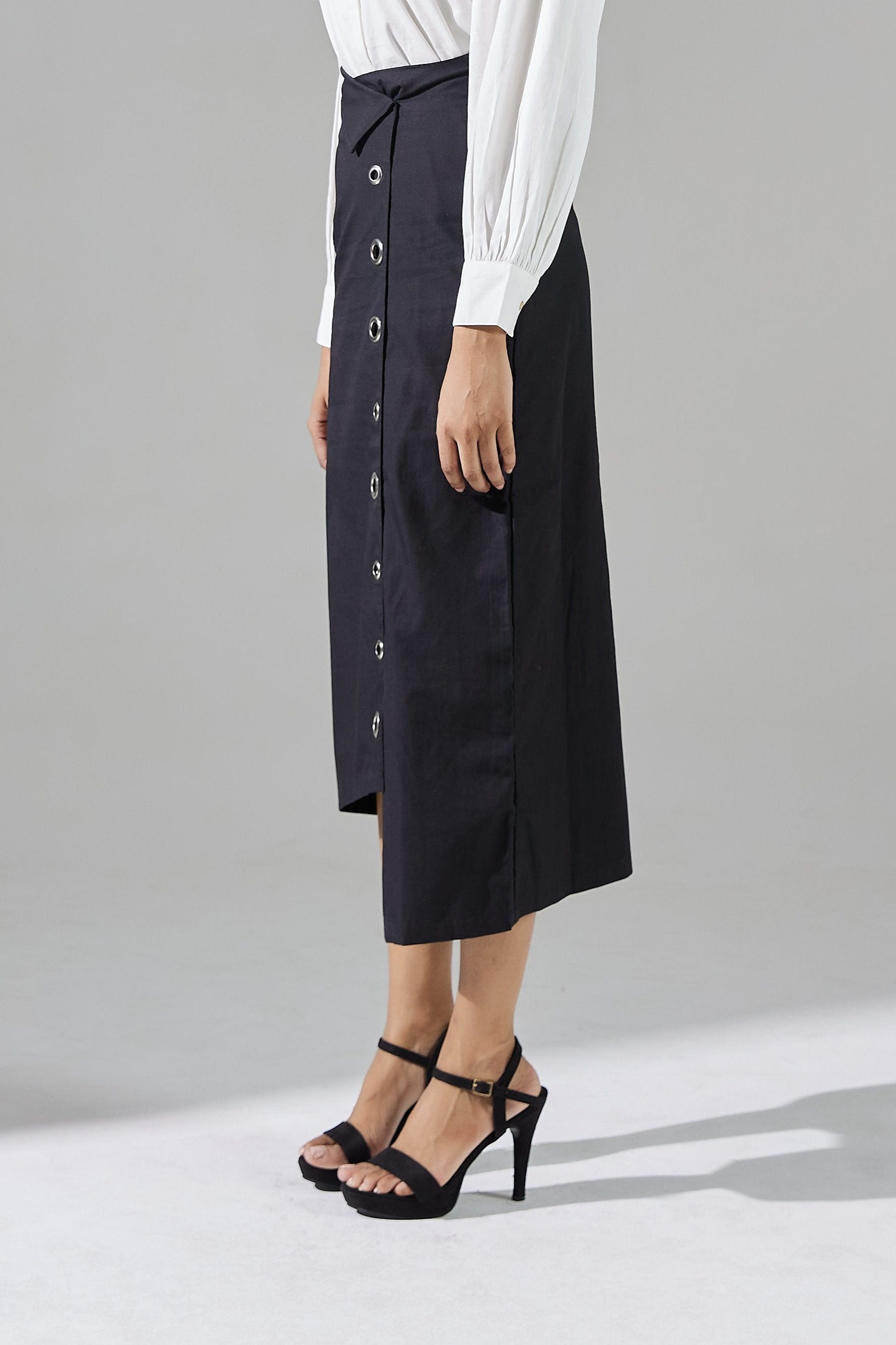 Asymmetric Eyelet Detail Skirt