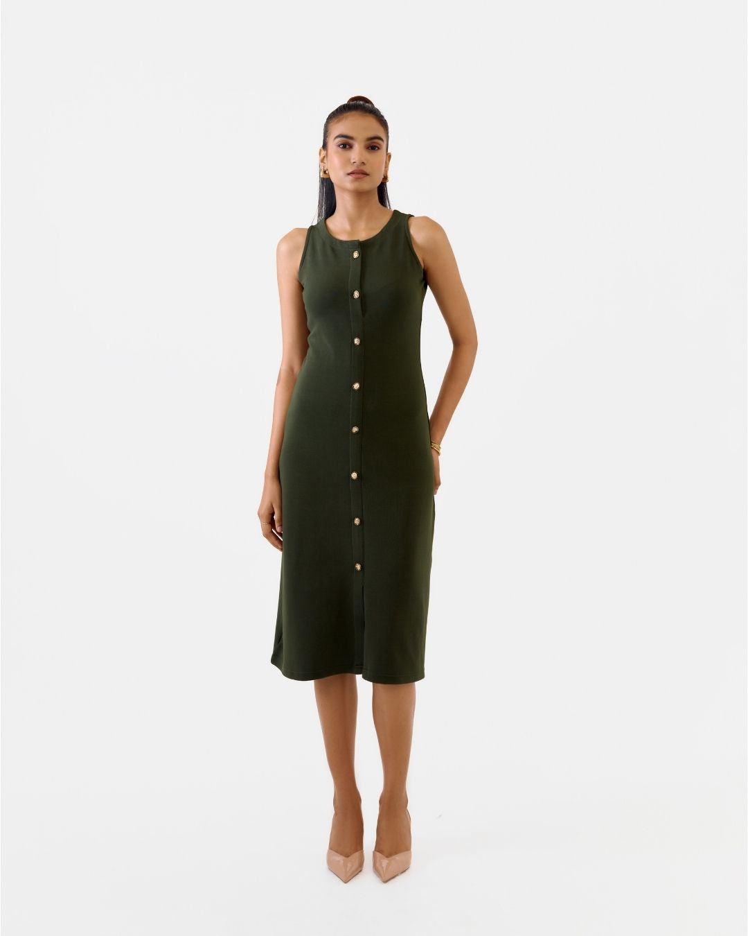 Macy Olive A-line Dress