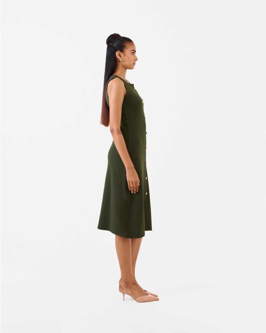Macy Olive A-line Dress