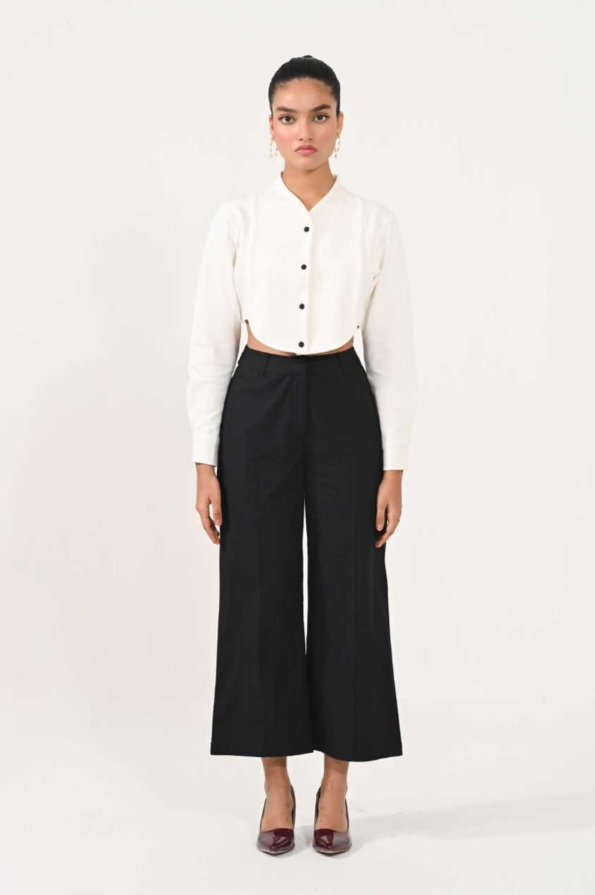 Tuxedo crop shirt