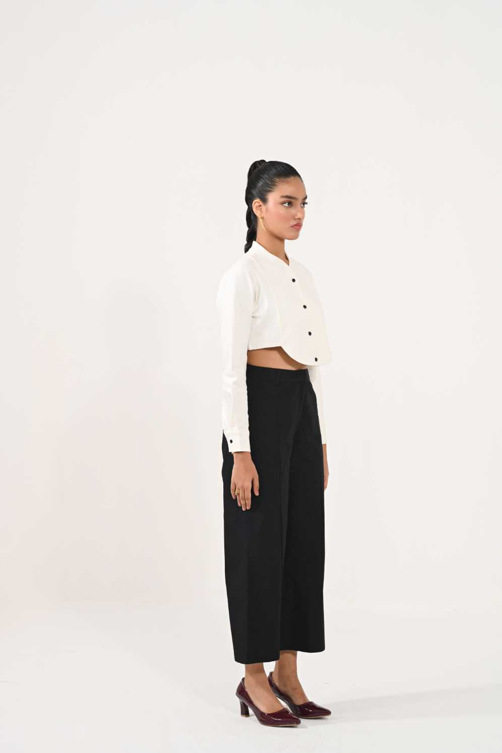 Tuxedo crop shirt