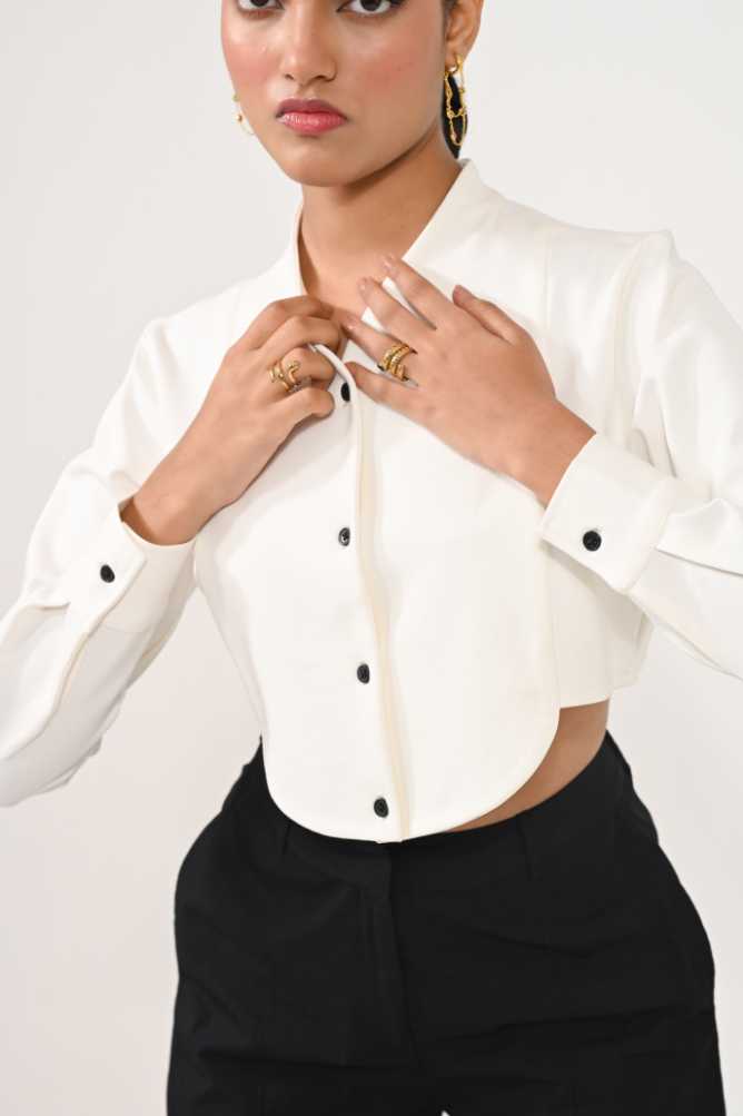 Tuxedo crop shirt