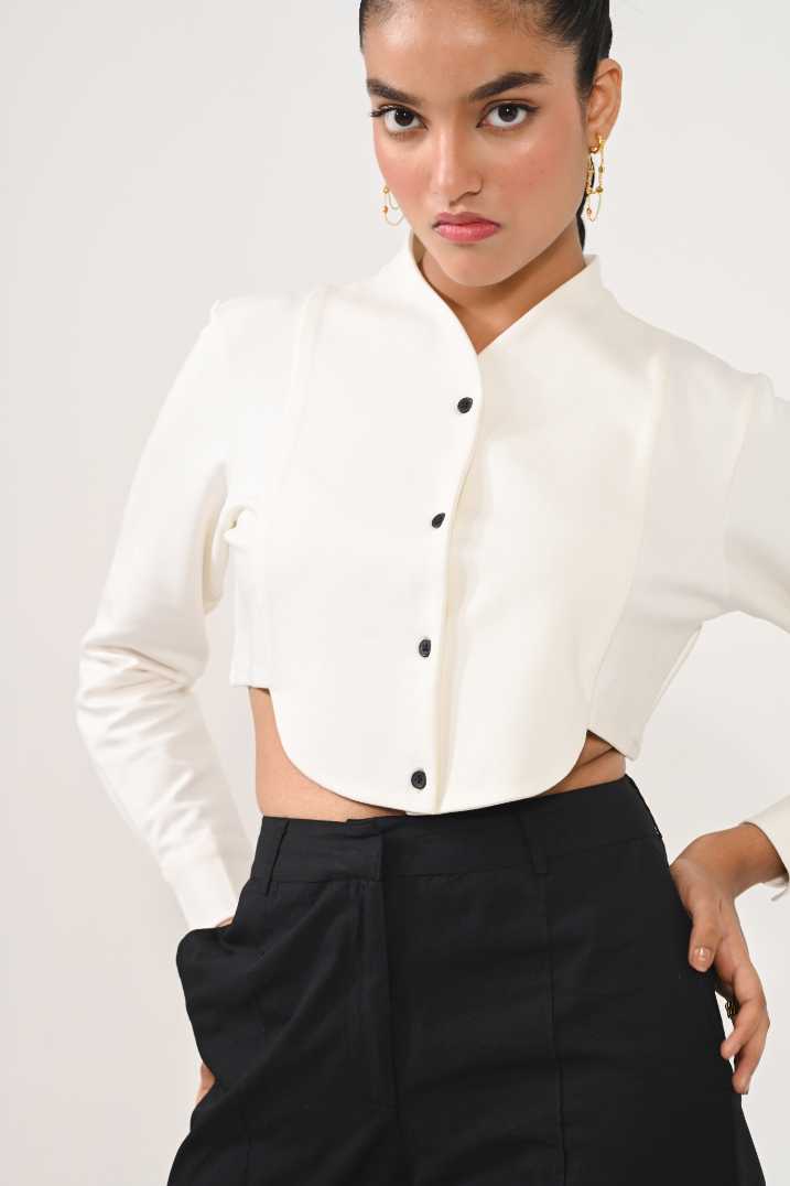 Tuxedo crop shirt