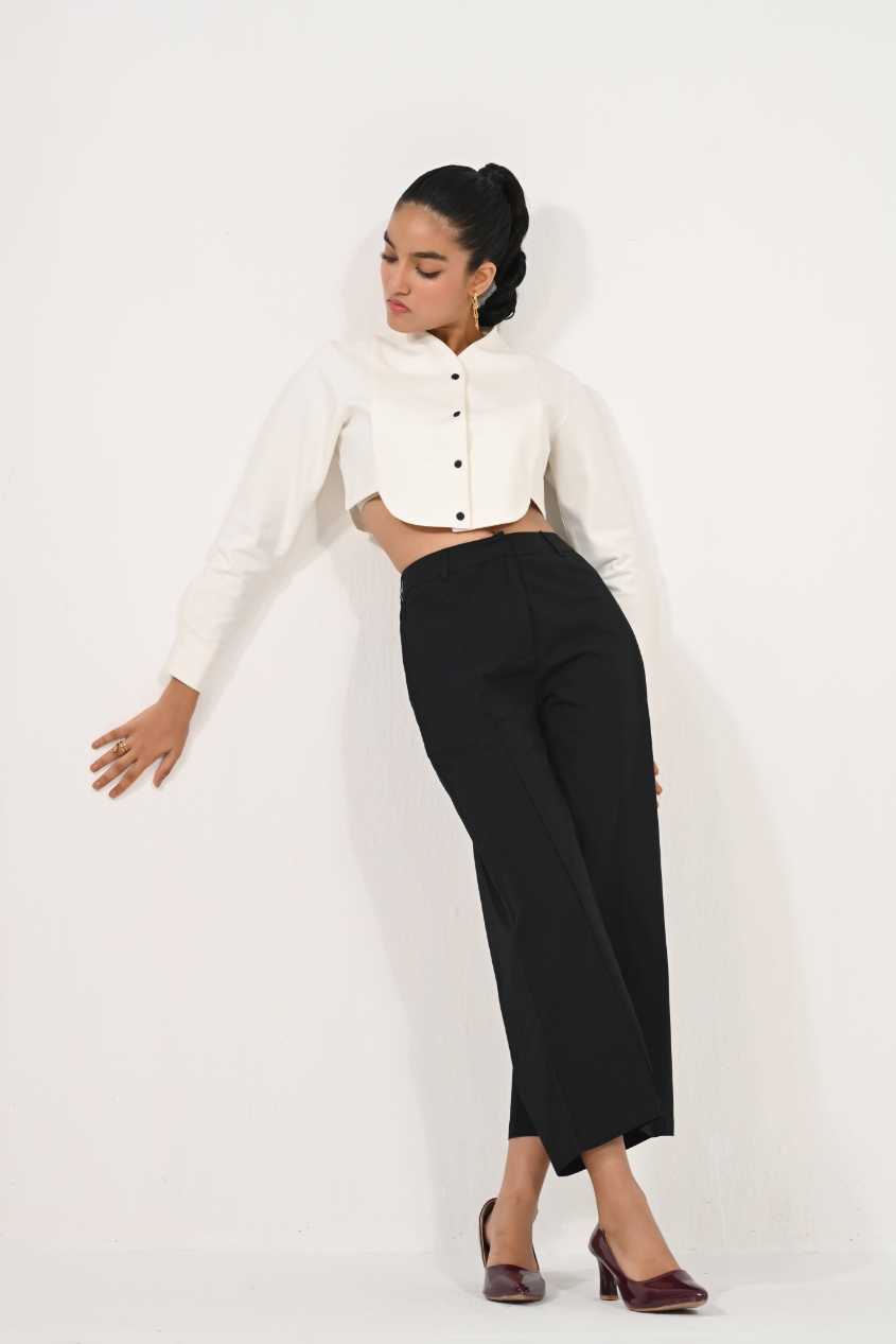 Tuxedo crop shirt