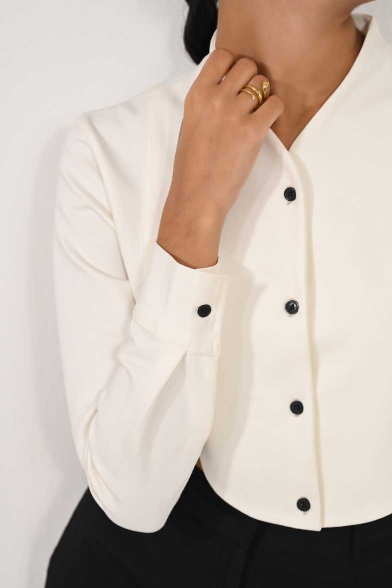 Tuxedo crop shirt