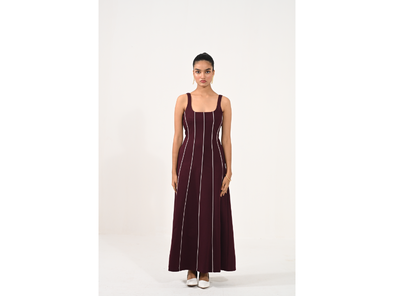 Anna Wine A-Line Dress