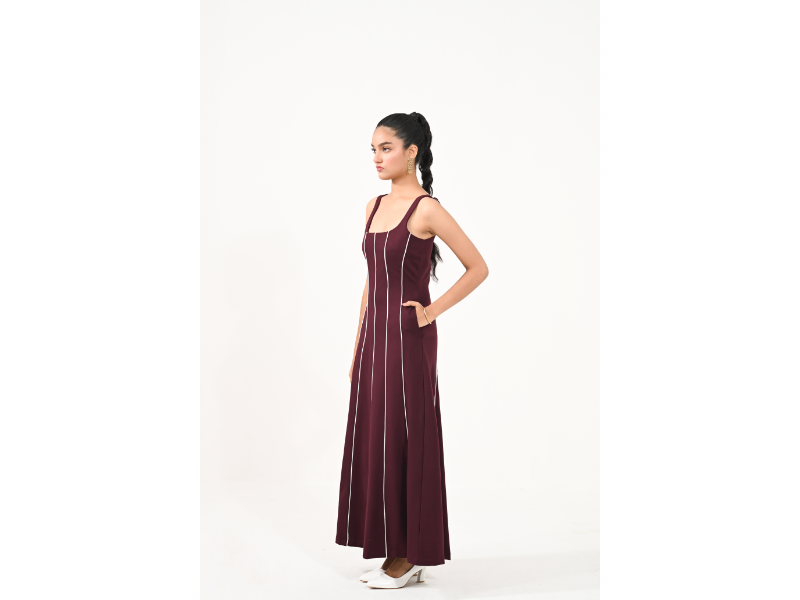 Anna Wine A-Line Dress