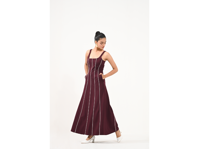 Anna Wine A-Line Dress