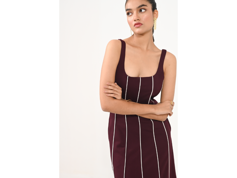 Anna Wine A-Line Dress