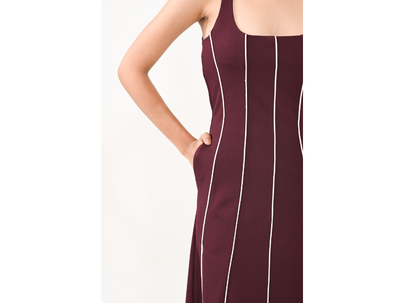 Anna Wine A-Line Dress