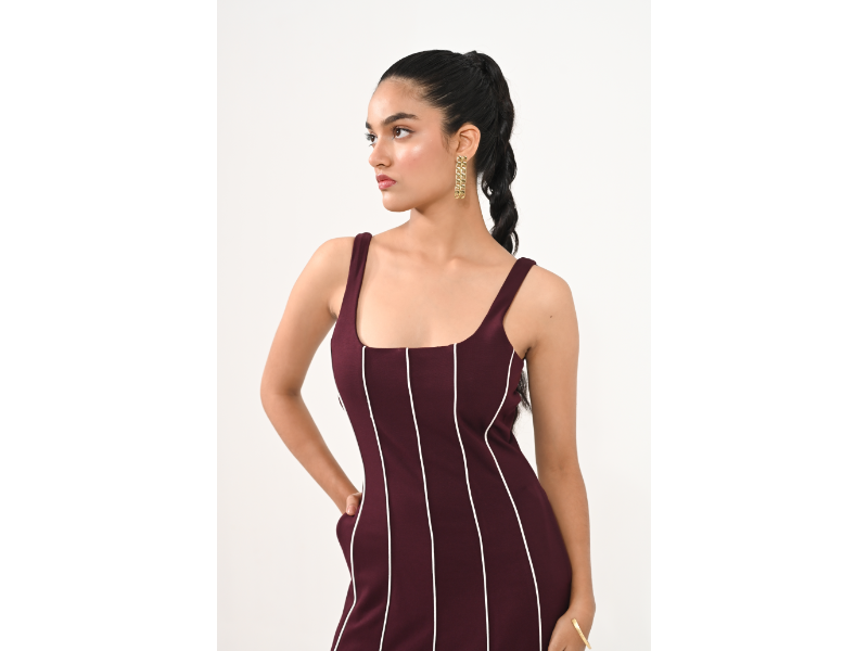 Anna Wine A-Line Dress