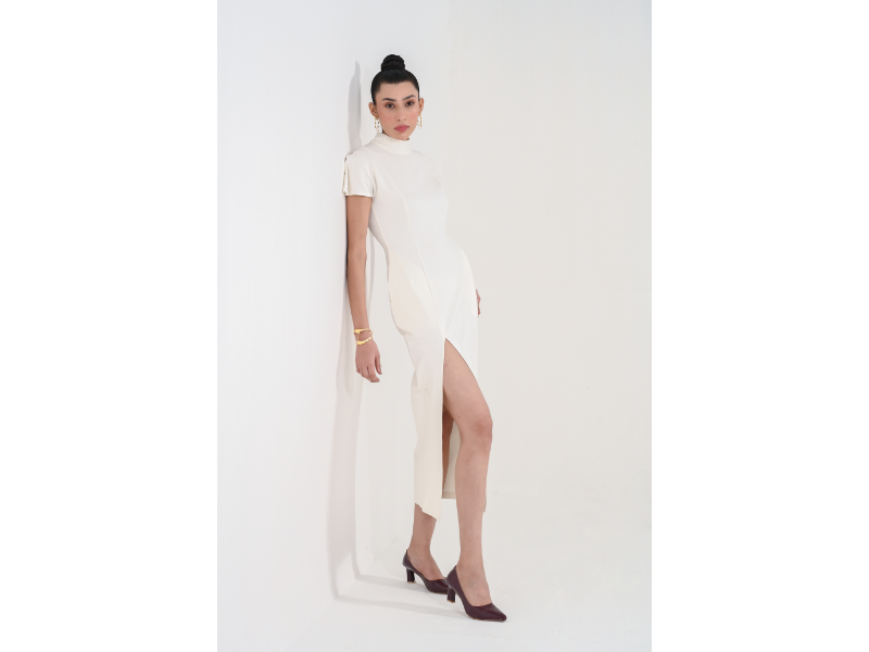 Roma White Slit Dress