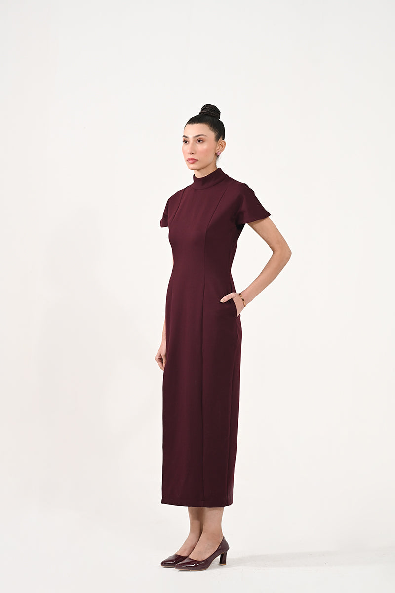 Roma Wine Slit Dress