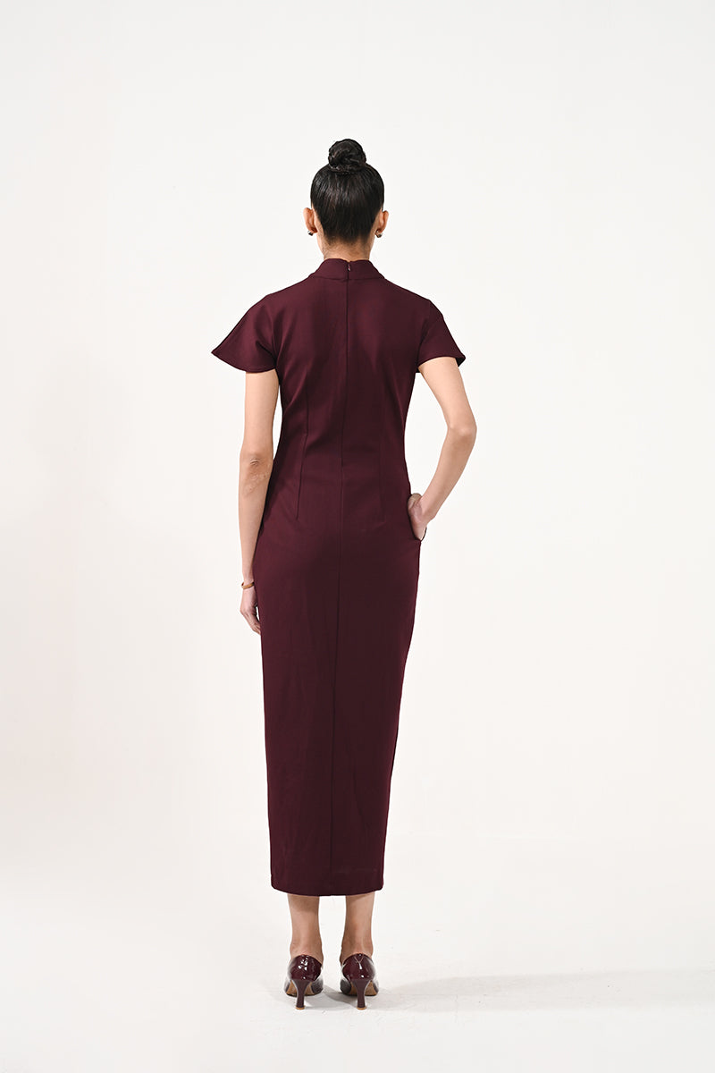 Roma Wine Slit Dress