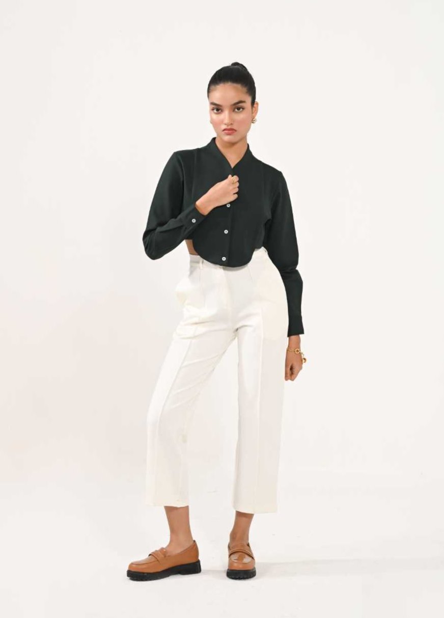 Tuxedo crop shirt