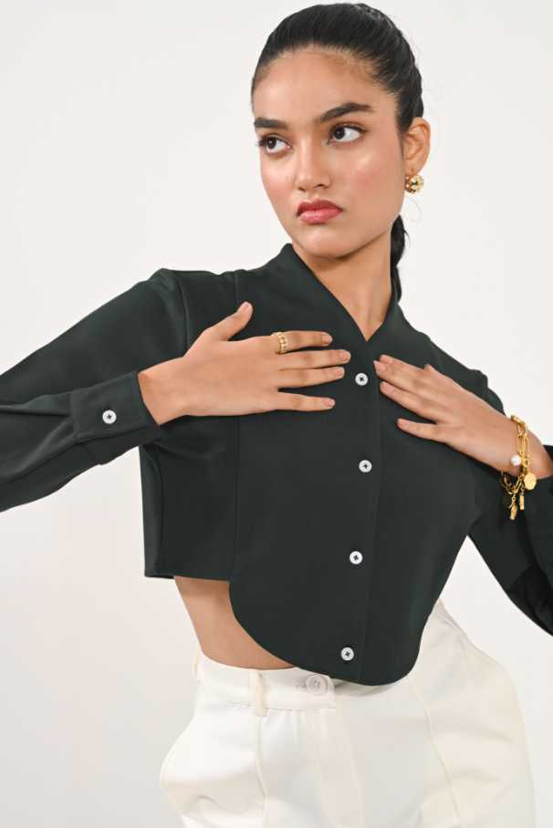 Tuxedo crop shirt