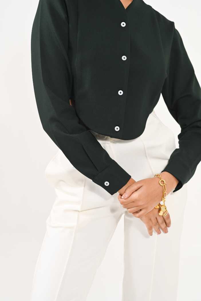 Tuxedo crop shirt