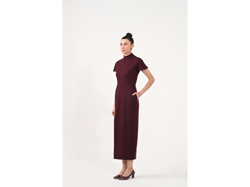 Roma Wine Slit Dress