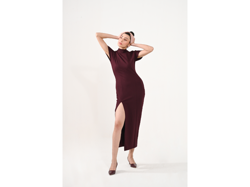 Roma Wine Slit Dress