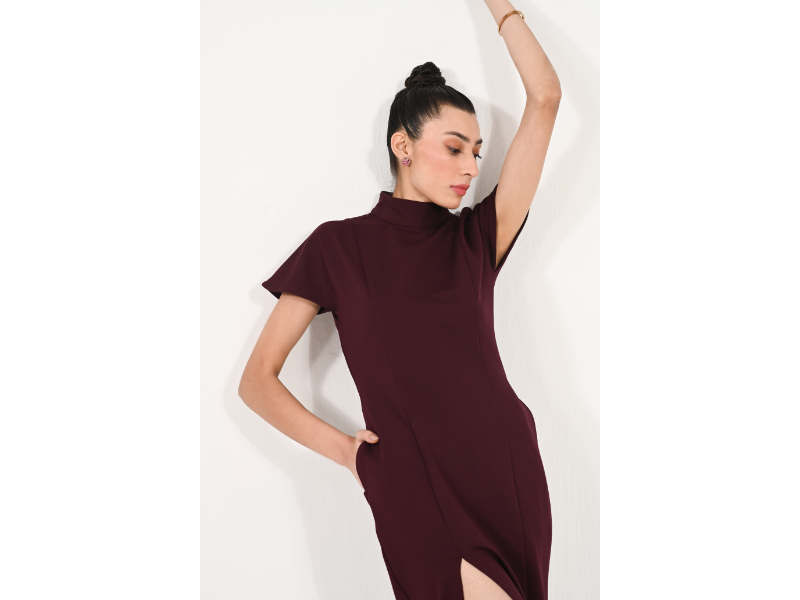 Roma Wine Slit Dress